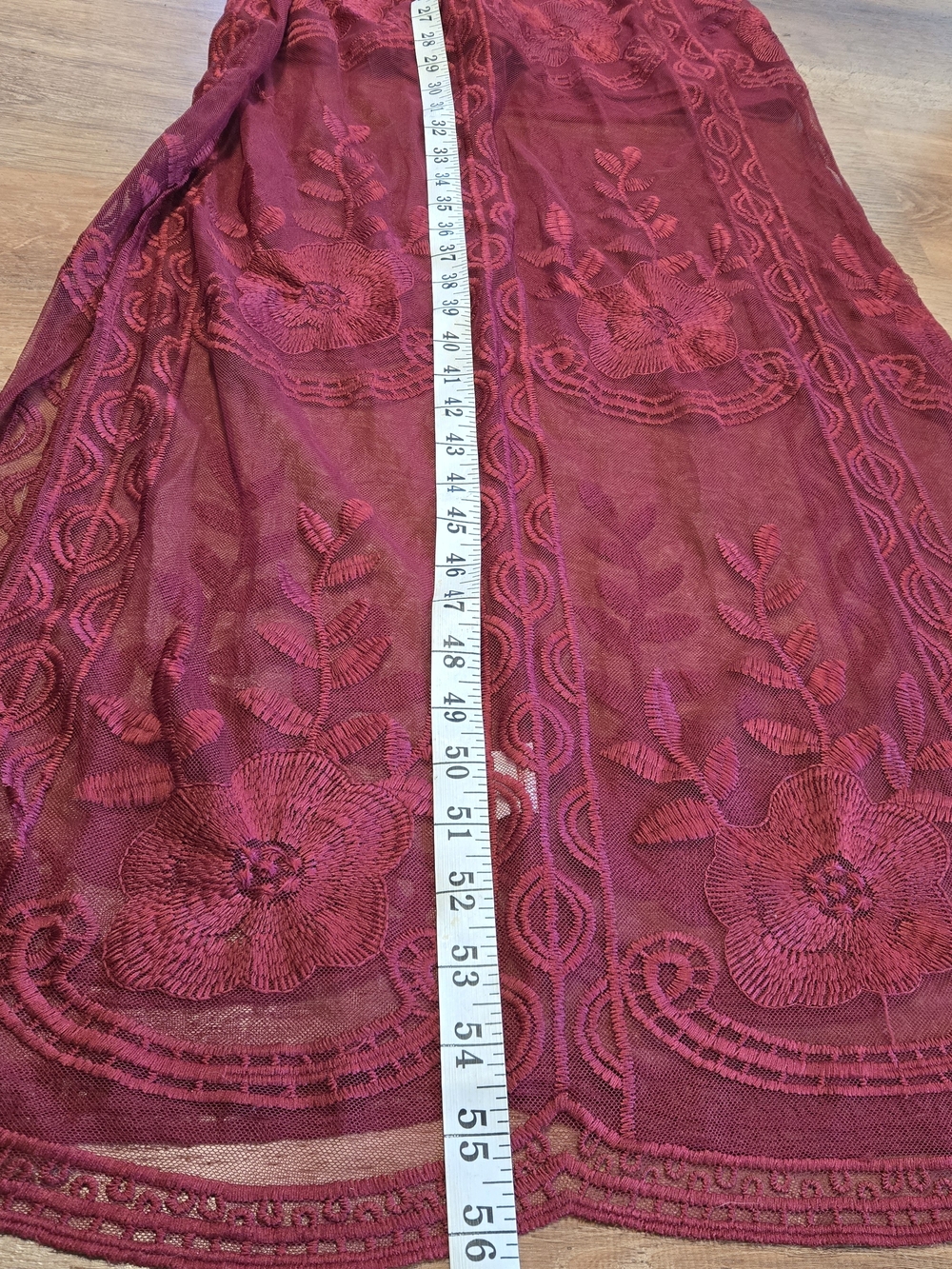 Eleter Burgundy Romper With Embroidered Sheer Maxi Skirt Small - Picture 5 of 6
